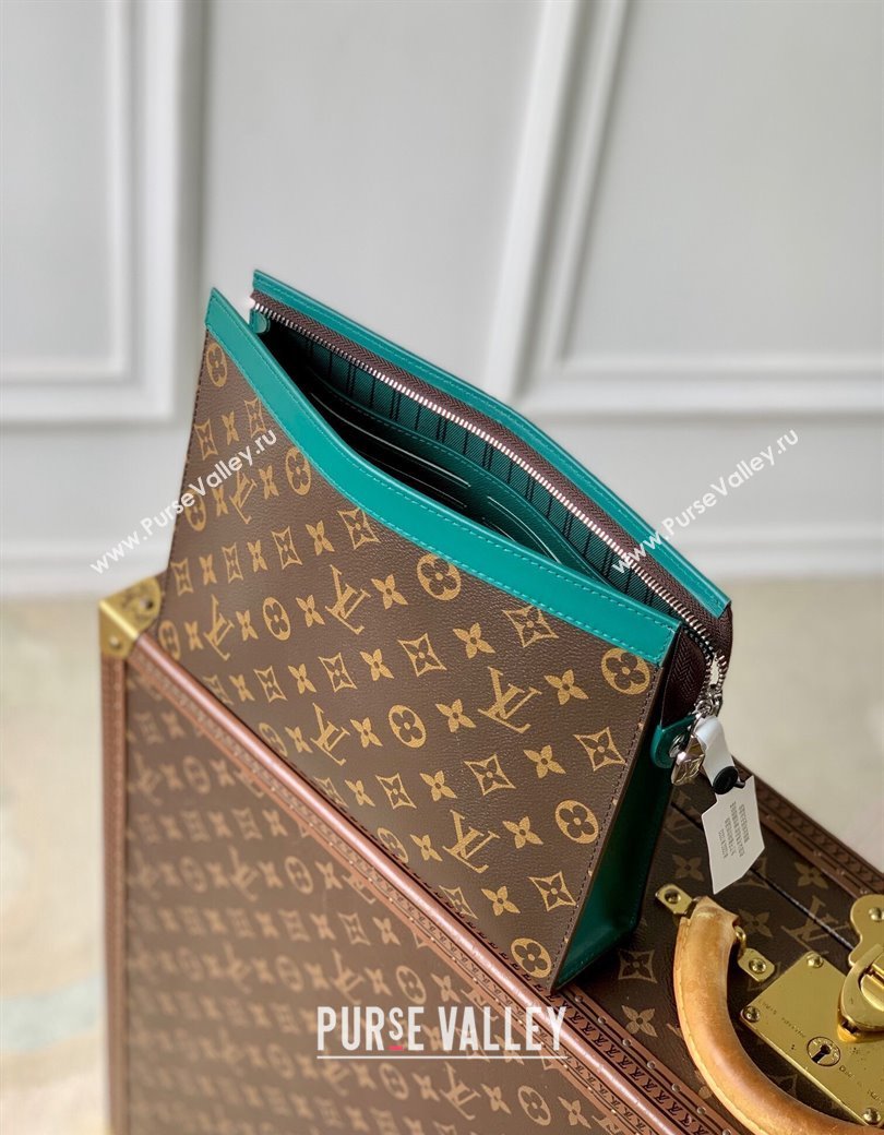 Louis Vuitton Pochette Voyage MM Pouch in Monogram Macassar Canvas M12820 Green2 2024 (KI-241210089)