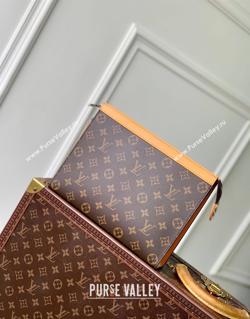 Louis Vuitton Pochette Voyage MM Pouch in Monogram Macassar Canvas M12820 Safran Yellow 2024 (KI-241210090)