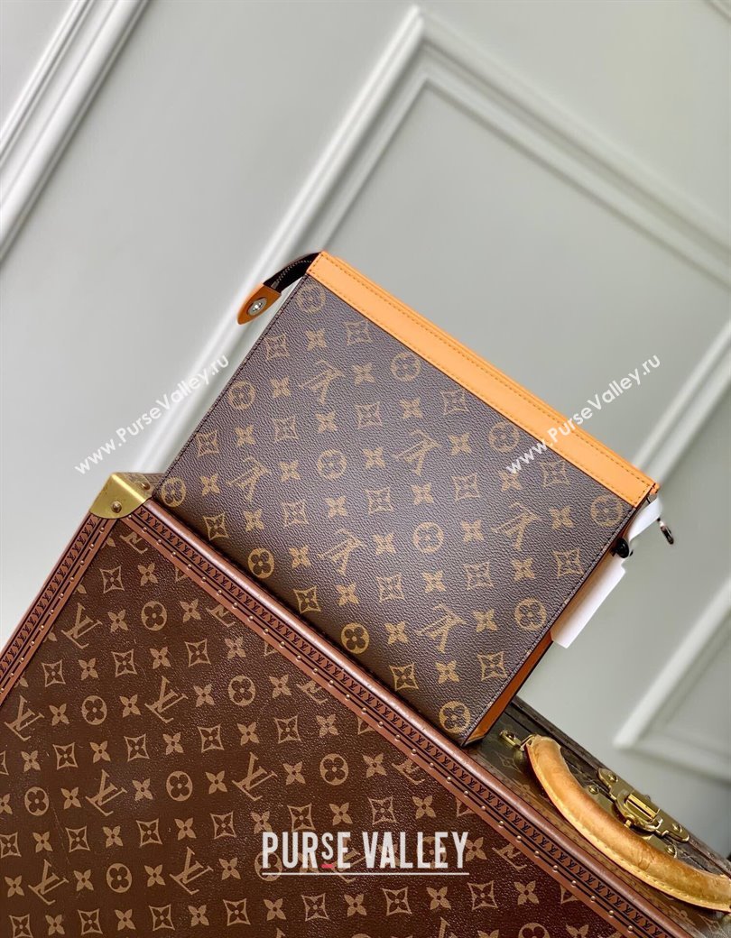 Louis Vuitton Pochette Voyage MM Pouch in Monogram Macassar Canvas M12820 Safran Yellow 2024 (KI-241210090)