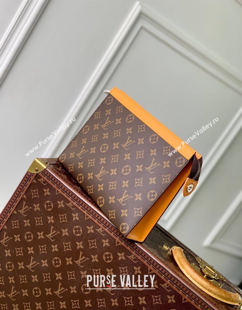 Louis Vuitton Pochette Voyage MM Pouch in Monogram Macassar Canvas M12820 Safran Yellow 2024 (KI-241210090)