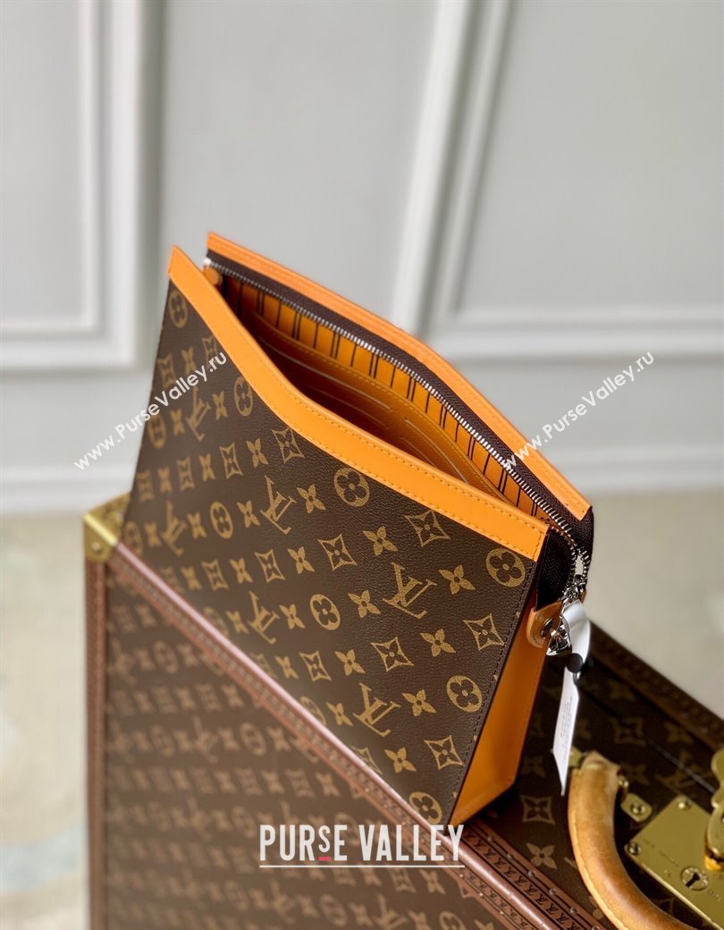 Louis Vuitton Pochette Voyage MM Pouch in Monogram Macassar Canvas M12820 Safran Yellow 2024 (KI-241210090)