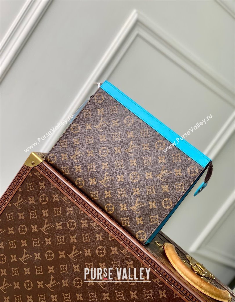 Louis Vuitton Pochette Voyage MM Pouch in Monogram Macassar Canvas M12815 Gaston Blue 2024 (KI-241210091)