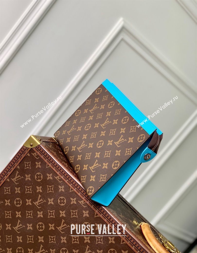 Louis Vuitton Pochette Voyage MM Pouch in Monogram Macassar Canvas M12815 Gaston Blue 2024 (KI-241210091)