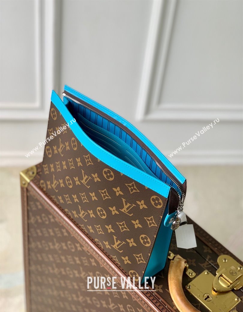 Louis Vuitton Pochette Voyage MM Pouch in Monogram Macassar Canvas M12815 Gaston Blue 2024 (KI-241210091)