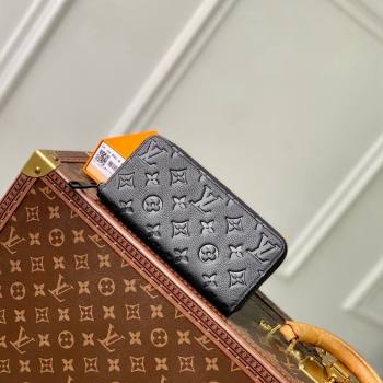 Louis Vuitton Zippy Wallet Horizontal Black Grained Monogram Leather M11721 2024 (KI-241210094)