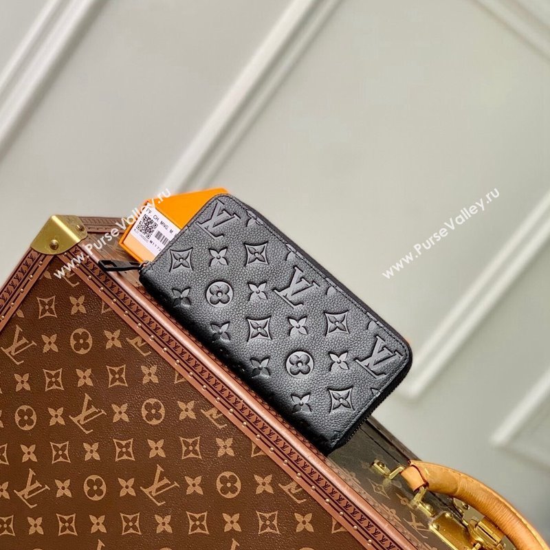 Louis Vuitton Zippy Wallet Horizontal Black Grained Monogram Leather M11721 2024 (KI-241210094)