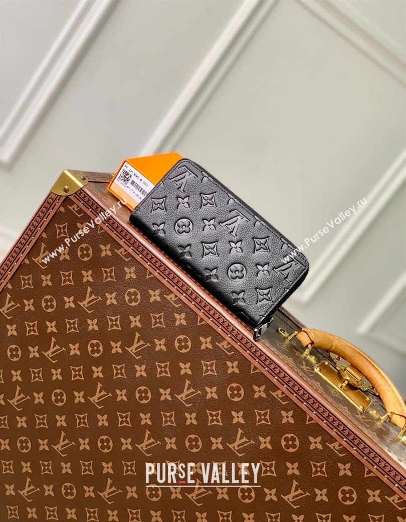 Louis Vuitton Zippy Wallet Horizontal Black Grained Monogram Leather M11721 2024 (KI-241210094)