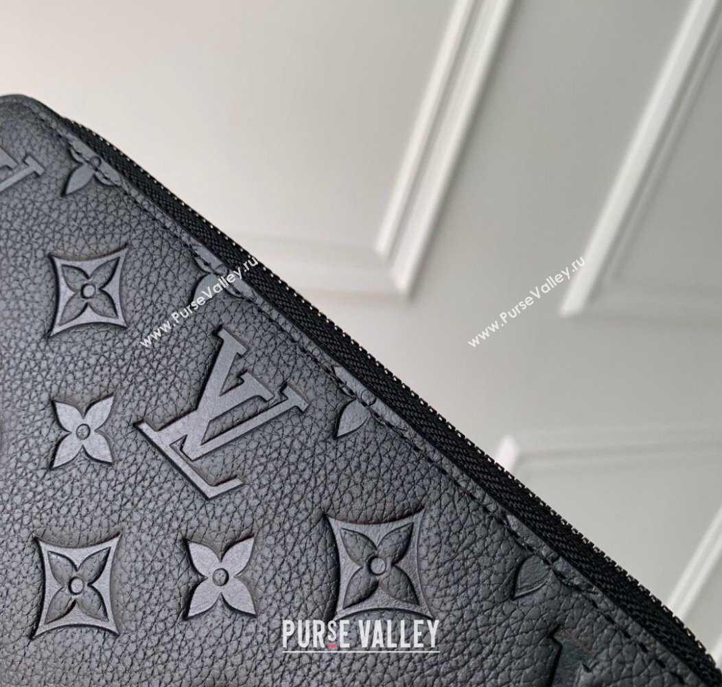 Louis Vuitton Zippy Wallet Horizontal Black Grained Monogram Leather M11721 2024 (KI-241210094)