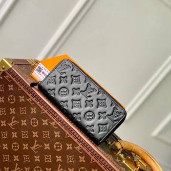 Louis Vuitton Zippy Wallet Horizontal Black Monogram Embossed Leather M11721 2024 (KI-241210095)