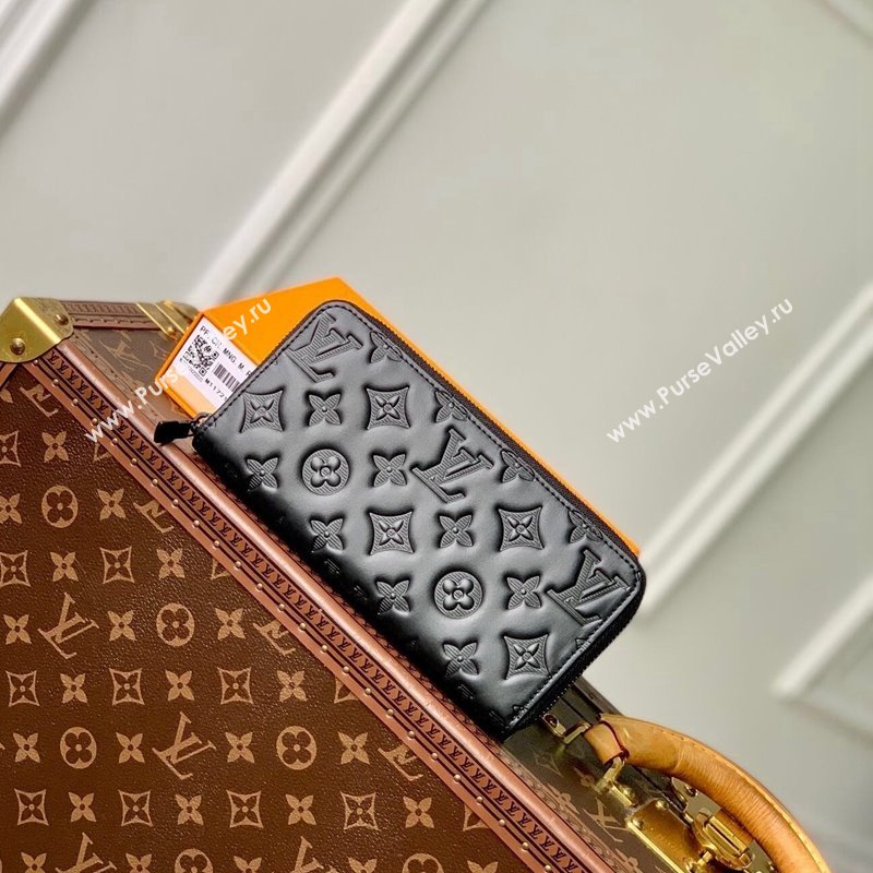 Louis Vuitton Zippy Wallet Horizontal Black Monogram Embossed Leather M11721 2024 (KI-241210095)