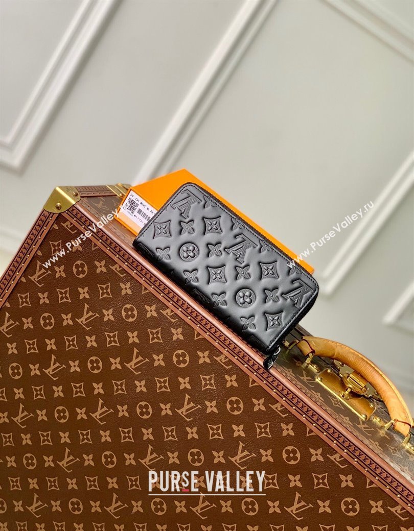 Louis Vuitton Zippy Wallet Horizontal Black Monogram Embossed Leather M11721 2024 (KI-241210095)