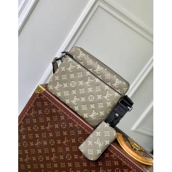 Louis Vuitton Trio Messenger bag in Monogram Shadow Calfskin M12490 Khaki Grey 2024 (KI-241210106)