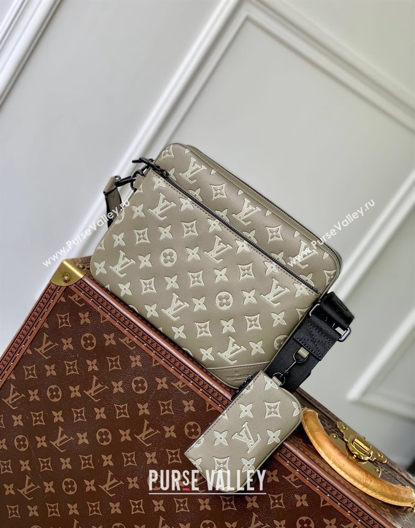 Louis Vuitton Trio Messenger bag in Monogram Shadow Calfskin M12490 Khaki Grey 2024 (KI-241210106)