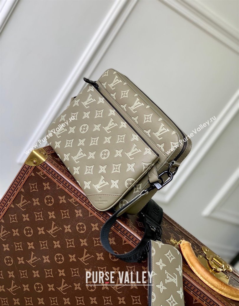 Louis Vuitton Trio Messenger bag in Monogram Shadow Calfskin M12490 Khaki Grey 2024 (KI-241210106)