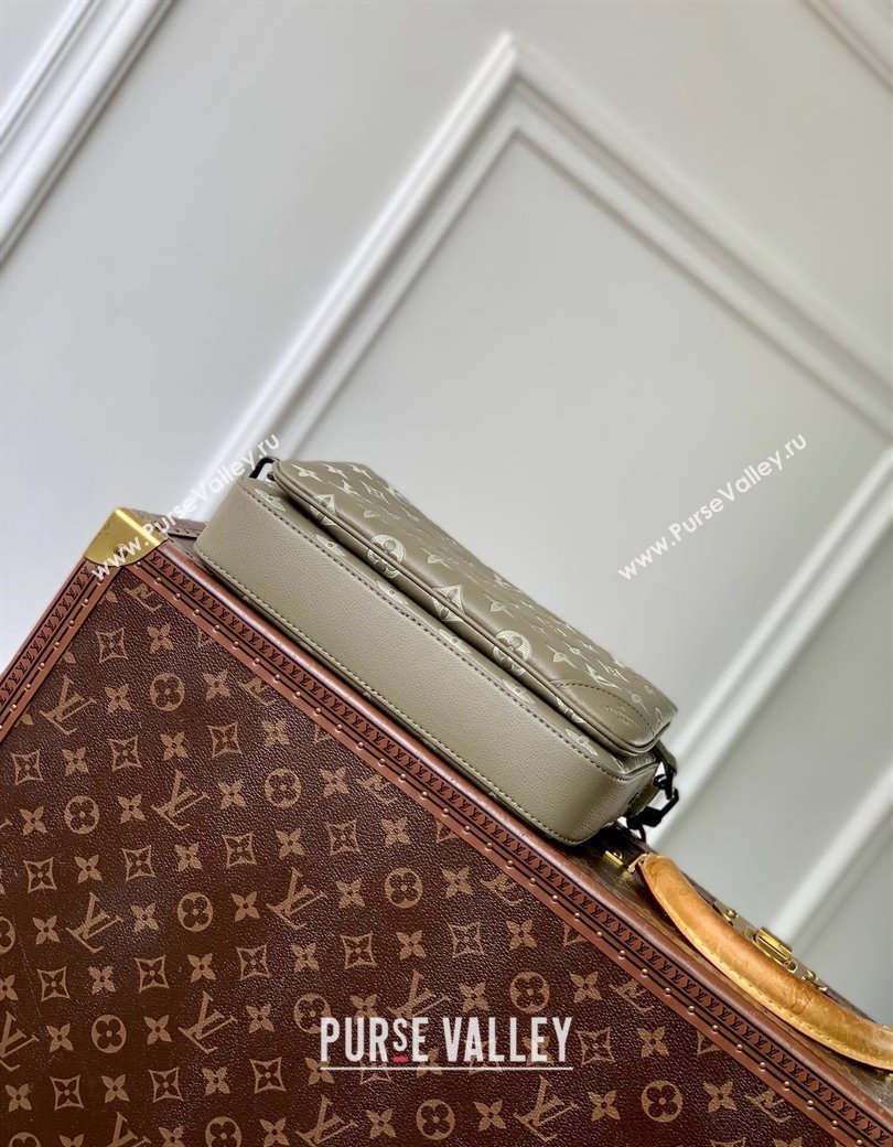 Louis Vuitton Trio Messenger bag in Monogram Shadow Calfskin M12490 Khaki Grey 2024 (KI-241210106)