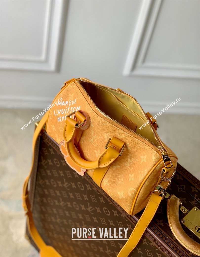 Louis Vuitton Keepall Bandouliere 25 Bag in Yellow Monogram Heritage Canvas M13166 2024 (KI-241210109)