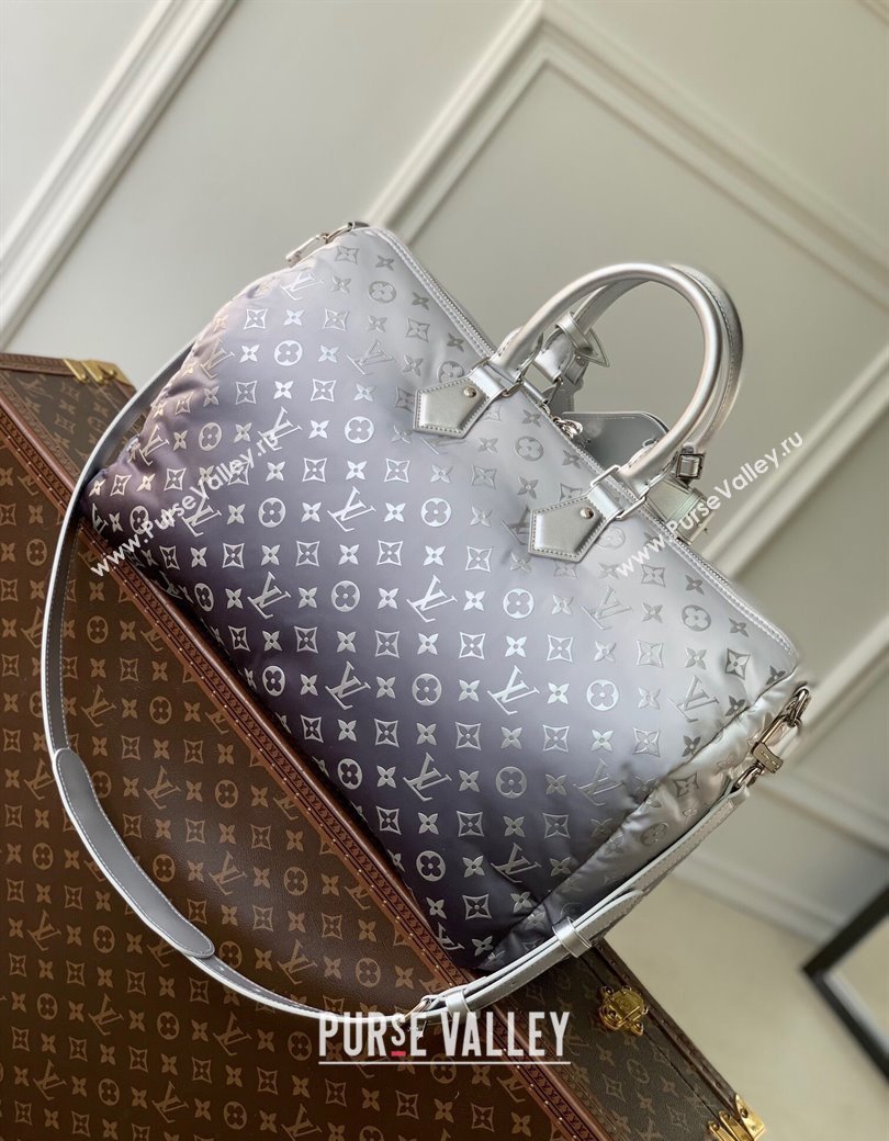 Louis Vuitton Keepall Bandouliere 45 Bag in Frost Gradient Silver Monogram Nylon M12067 2024 (KI-241210059)