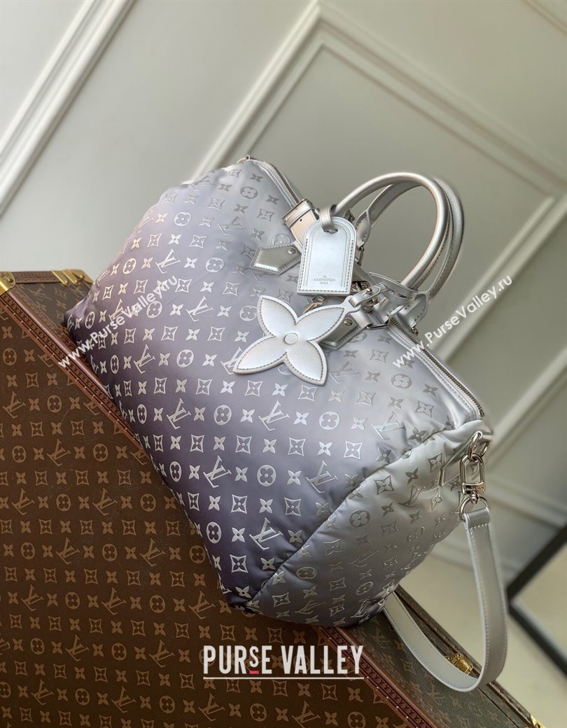 Louis Vuitton Keepall Bandouliere 45 Bag in Frost Gradient Silver Monogram Nylon M12067 2024 (KI-241210059)