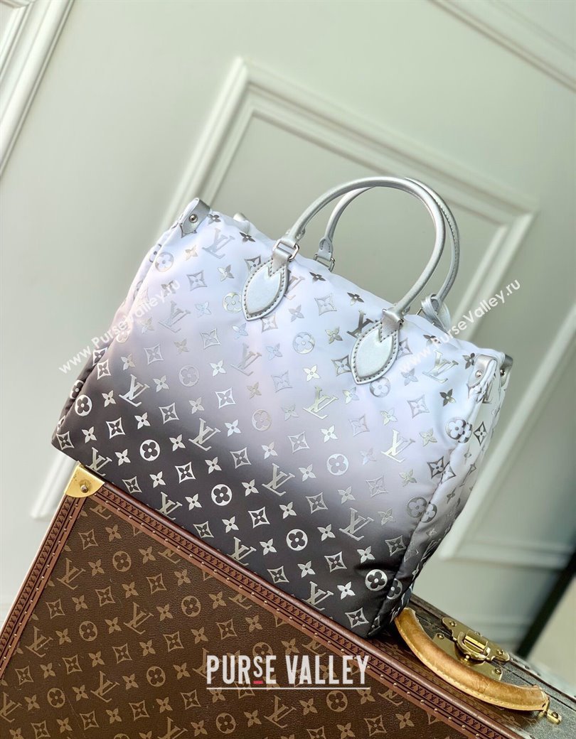 Louis Vuitton OnTheGo MM Tote Bag in Frost Gradient Silver Monogram Nylon M11847 2024 (KI-241210060)