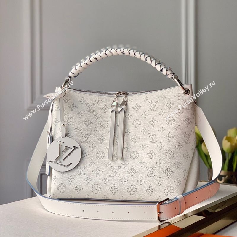 Louis Vuitton Beaubourg Hobo MM Bag in Mahina Perforated Calfskin M56201 White 2025 (KI-250121025)