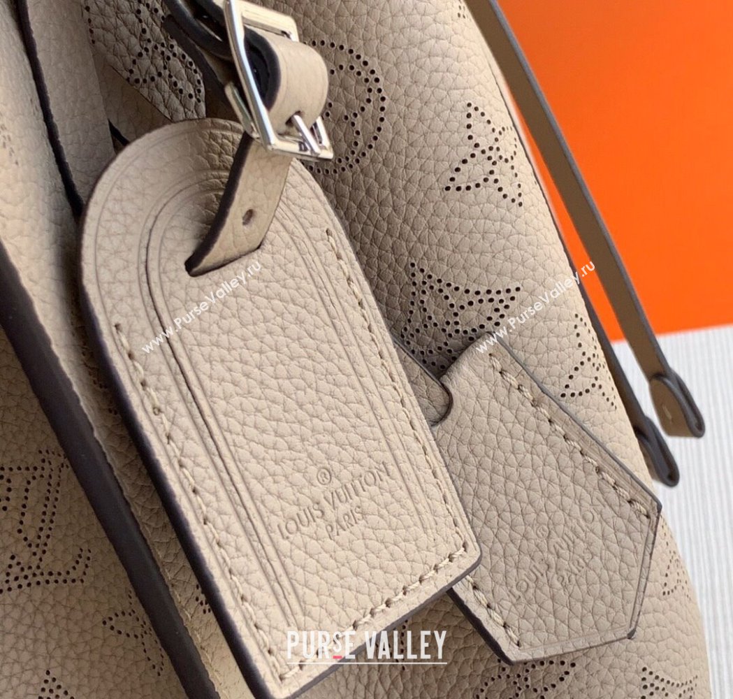 Louis Vuitton Muria Bucket Bag in Mahina Perforated Leather M55799 Galet Grey 2025 (KI-250121033)