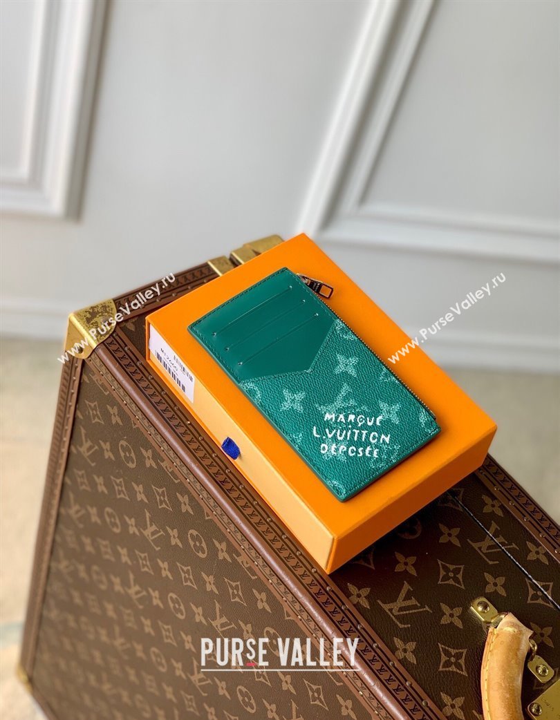 Louis Vuitton Coin Card Holder Wallet in Monogram Heritage Canvas M12660 Green 2025 (KI-250120032)