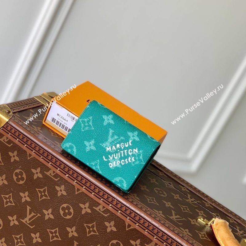 Louis Vuitton Envelope Business Card Holder Wallet in Monogram Heritage Canvas M12664 Green 2025 (KI-250120033)