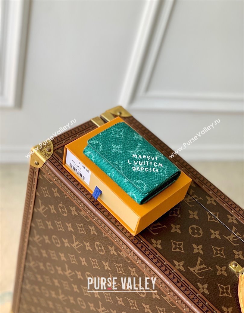 Louis Vuitton Envelope Business Card Holder Wallet in Monogram Heritage Canvas M12664 Green 2025 (KI-250120033)