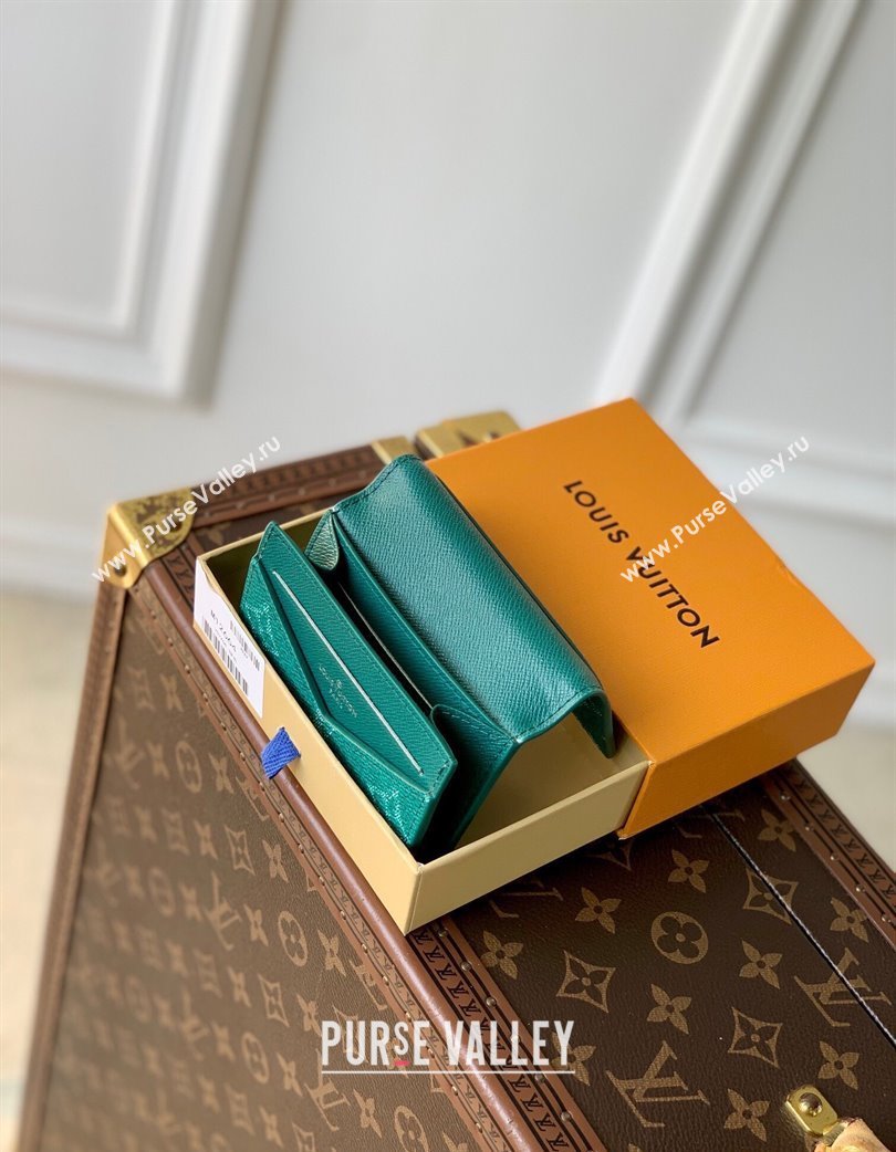 Louis Vuitton Envelope Business Card Holder Wallet in Monogram Heritage Canvas M12664 Green 2025 (KI-250120033)