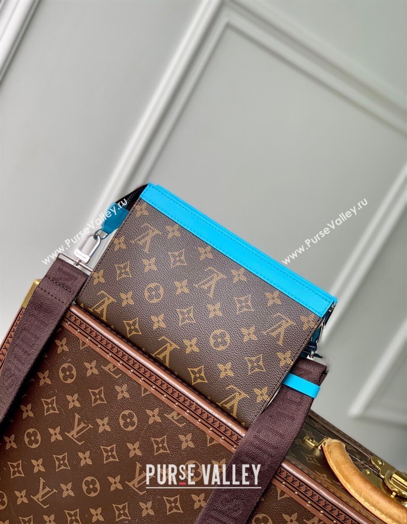 Louis Vuitton Mens Gaston Wearable Wallet Mini Bag in Monogram Macassar Canvas M12813 Light Blue 2025 (KI-250121042)