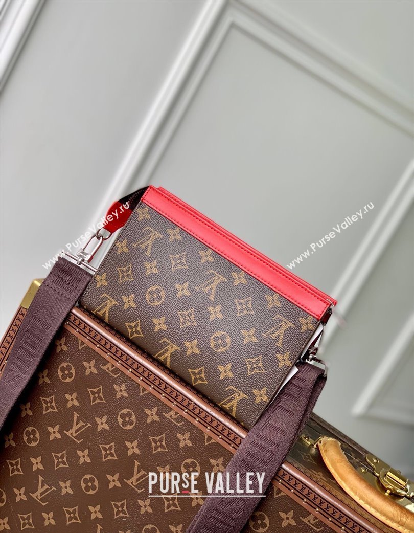 Louis Vuitton Mens Gaston Wearable Wallet Mini Bag in Monogram Macassar Canvas M12813 Red 2025 (KI-250121044)