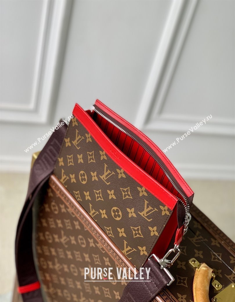 Louis Vuitton Mens Gaston Wearable Wallet Mini Bag in Monogram Macassar Canvas M12813 Red 2025 (KI-250121044)