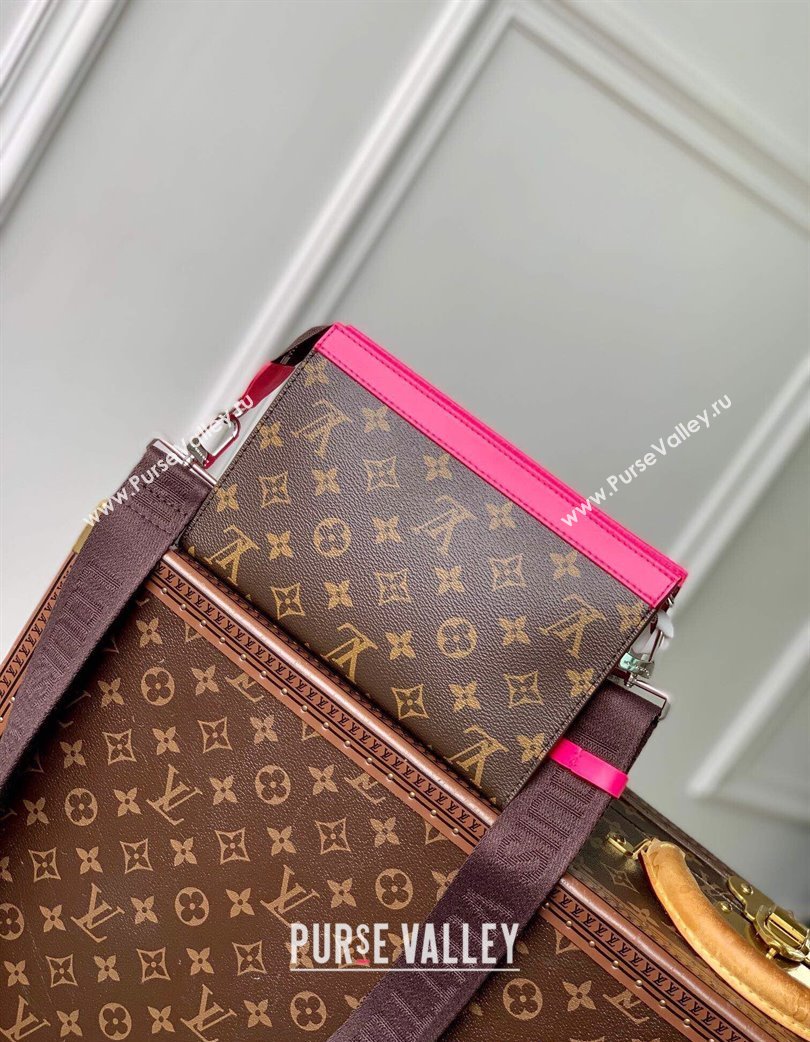 Louis Vuitton Mens Gaston Wearable Wallet Mini Bag in Monogram Macassar Canvas M12813 Dark Pink 2025 (KI-250121045)