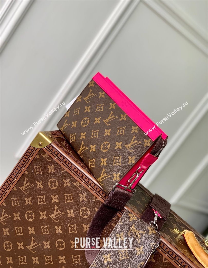 Louis Vuitton Mens Gaston Wearable Wallet Mini Bag in Monogram Macassar Canvas M12813 Dark Pink 2025 (KI-250121045)