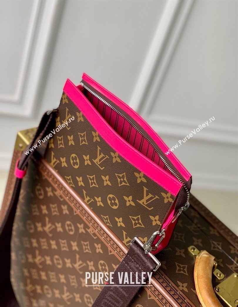 Louis Vuitton Mens Gaston Wearable Wallet Mini Bag in Monogram Macassar Canvas M12813 Dark Pink 2025 (KI-250121045)