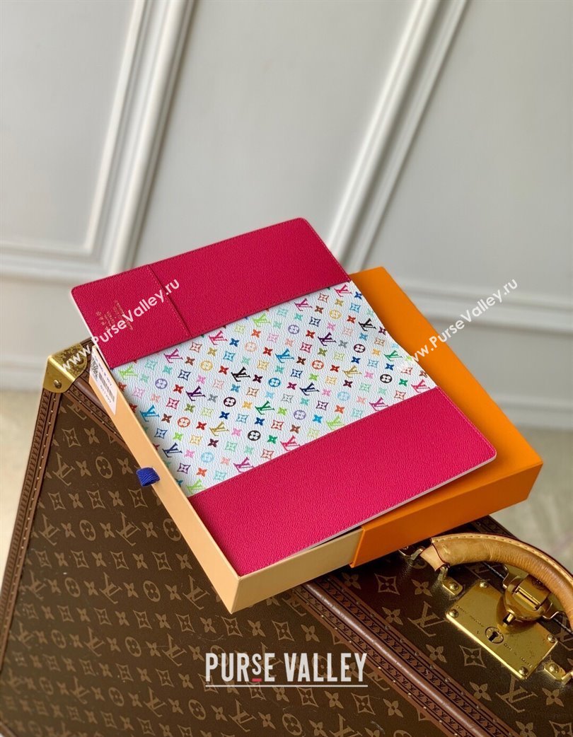 Louis Vuitton LV x TM Monogram Multicolore Emily Notebook Cover MM White 2025 GI1299 (KI-250120018)