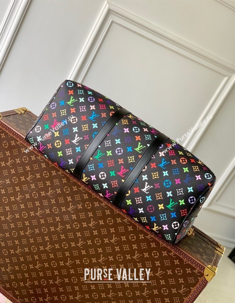 Louis Vuitton LV x TM Keepall Bandouliere 50 Travel in Multicolored Monogram Canvas Black 2025 M13745 (KI-250120020)