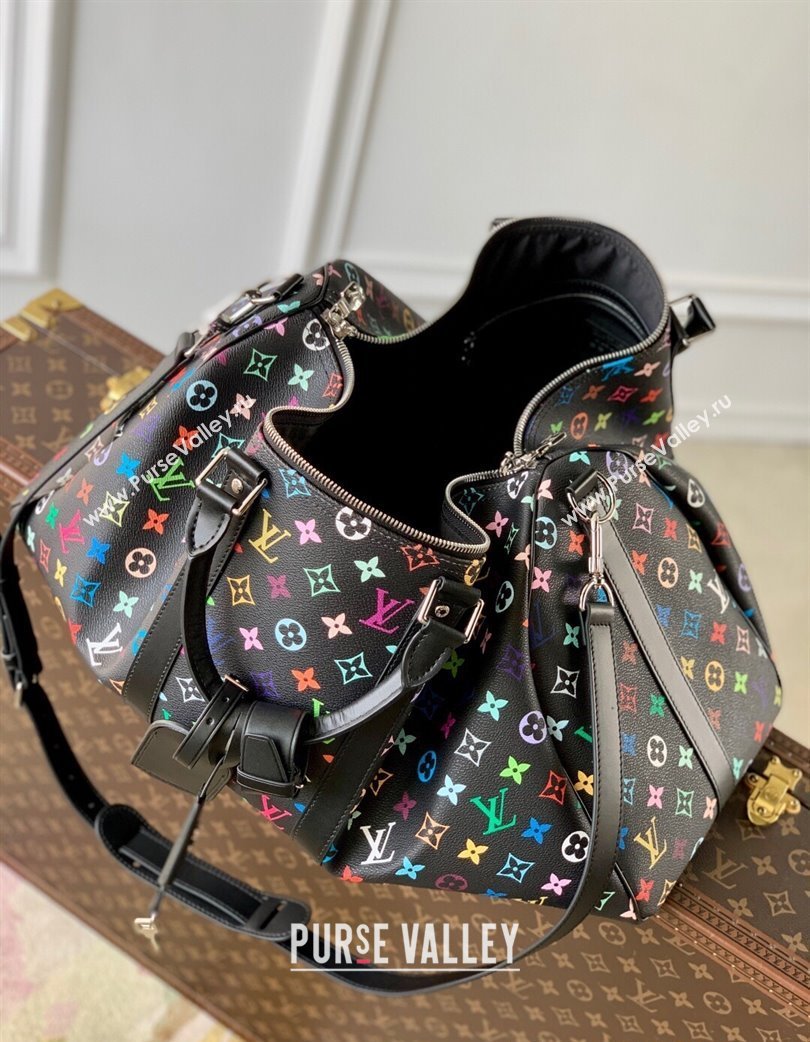 Louis Vuitton LV x TM Keepall Bandouliere 50 Travel in Multicolored Monogram Canvas Black 2025 M13745 (KI-250120020)