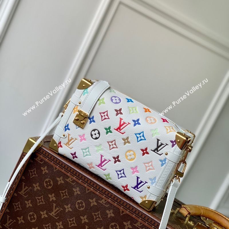 Louis Vuitton LV x TM Side Trunk MM Shoulder Bag in Cowhide White/Multicolored 2025 M14046 (KI-250120002)