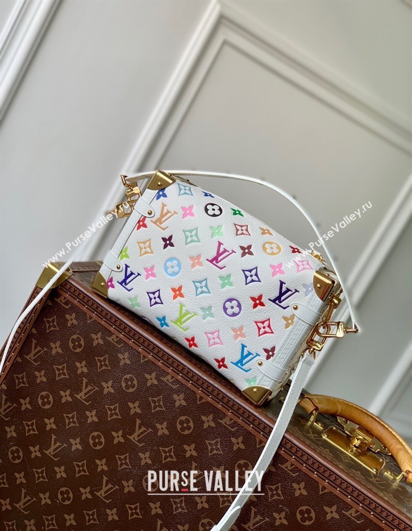 Louis Vuitton LV x TM Side Trunk MM Shoulder Bag in Cowhide White/Multicolored 2025 M14046 (KI-250120002)