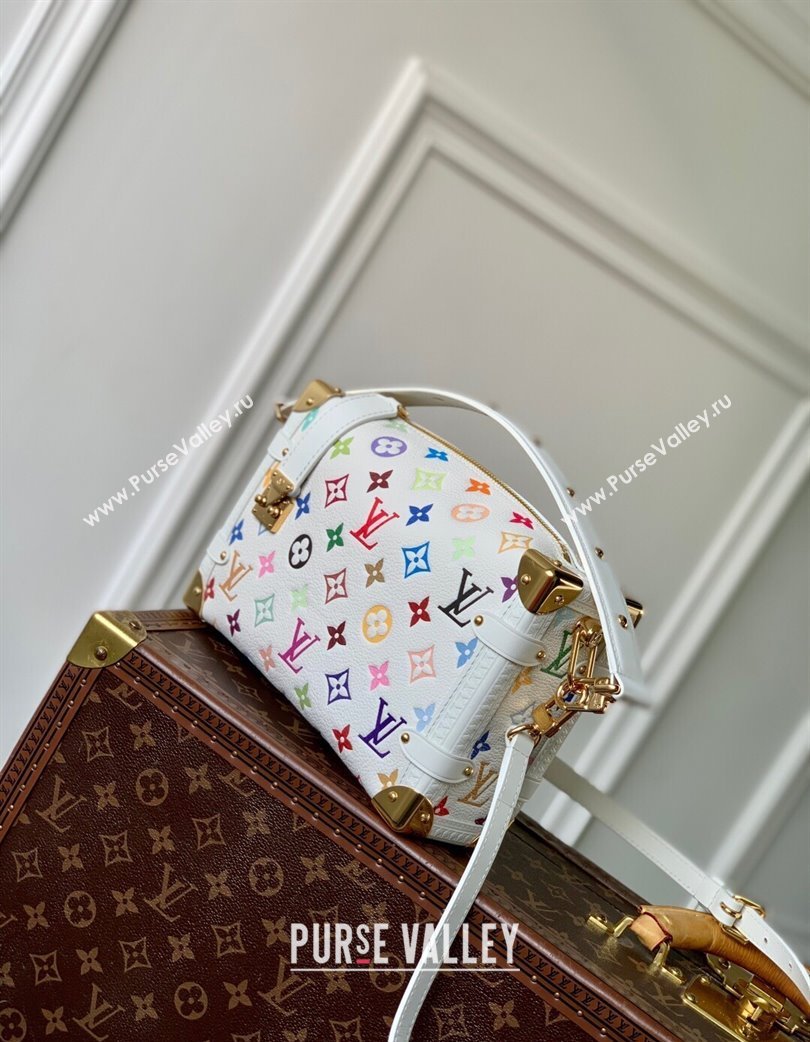 Louis Vuitton LV x TM Side Trunk MM Shoulder Bag in Cowhide White/Multicolored 2025 M14046 (KI-250120002)