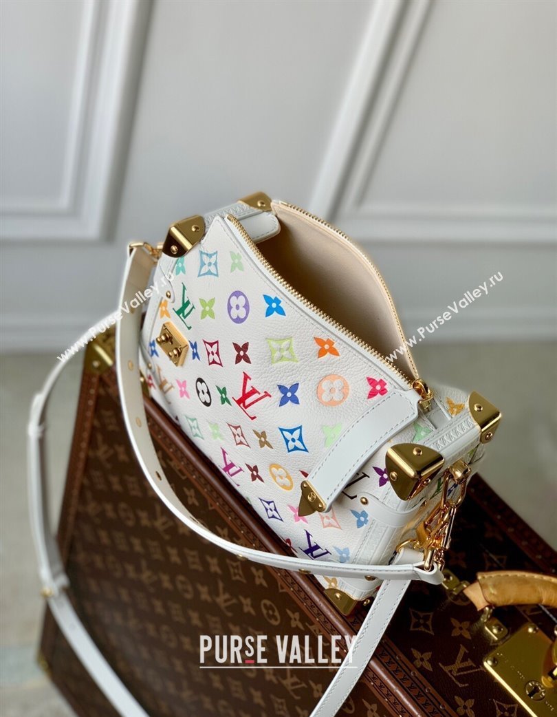 Louis Vuitton LV x TM Side Trunk MM Shoulder Bag in Cowhide White/Multicolored 2025 M14046 (KI-250120002)