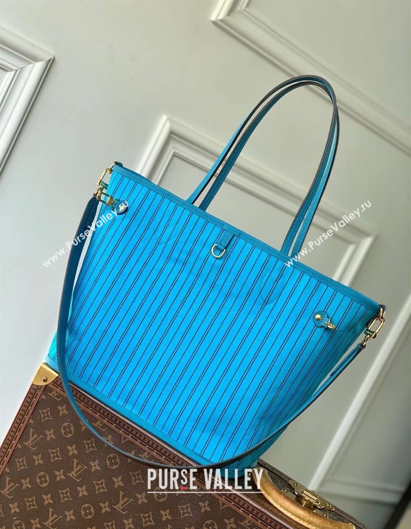 Louis Vuitton Neverfull Bandouliere Inside Out MM Tote bag Monogram Canvas/Blue Textile 2025 M12096 (KI-250120080)