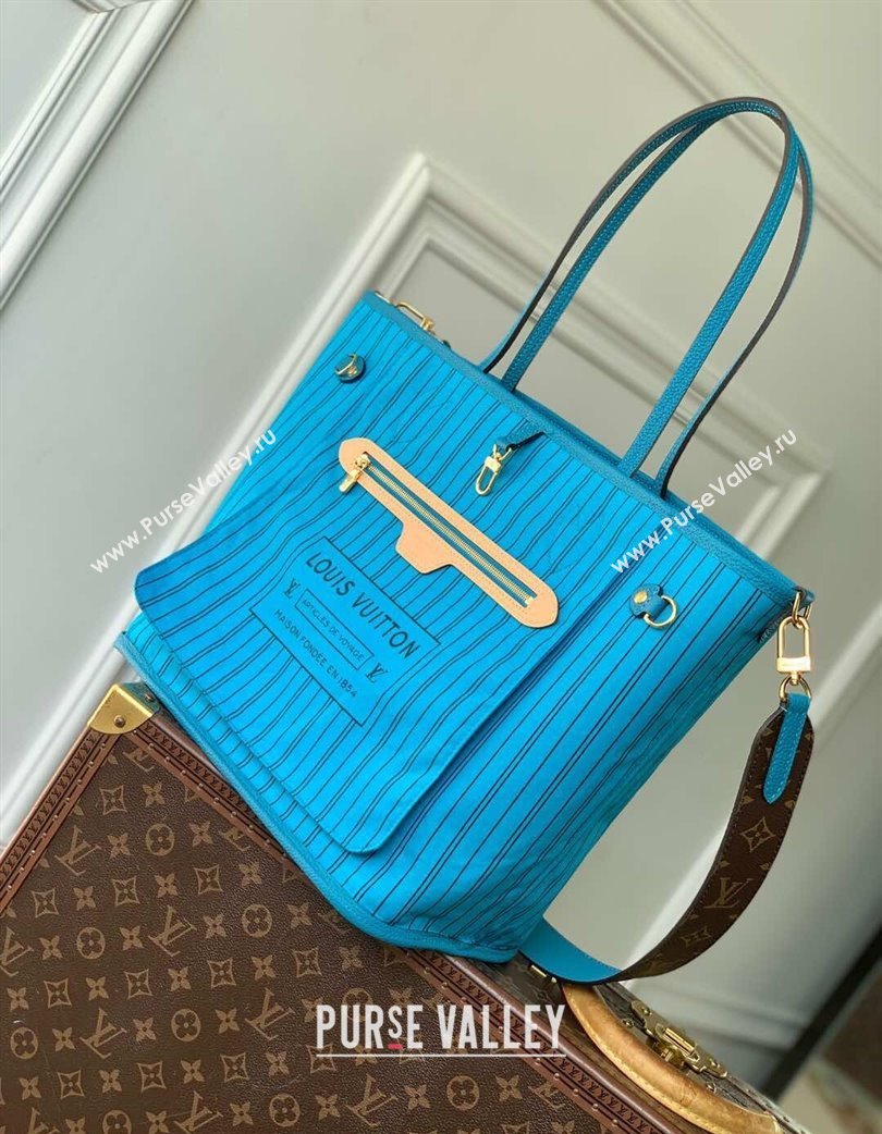 Louis Vuitton Neverfull Bandouliere Inside Out MM Tote bag Monogram Canvas/Blue Textile 2025 M12096 (KI-250120080)