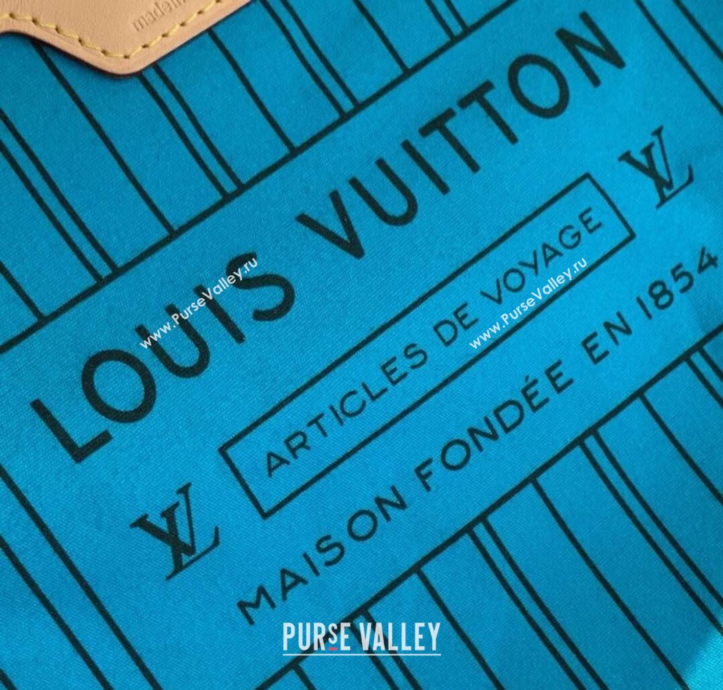 Louis Vuitton Neverfull Bandouliere Inside Out MM Tote bag Monogram Canvas/Blue Textile 2025 M12096 (KI-250120080)