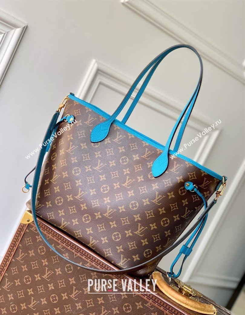 Louis Vuitton Neverfull Bandouliere Inside Out MM Tote bag Monogram Canvas/Blue Textile 2025 M12096 (KI-250120080)
