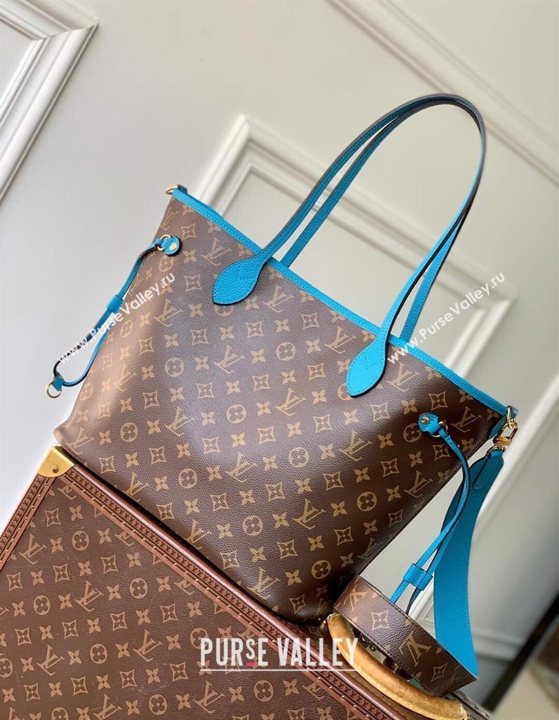Louis Vuitton Neverfull Bandouliere Inside Out MM Tote bag Monogram Canvas/Blue Textile 2025 M12096 (KI-250120080)