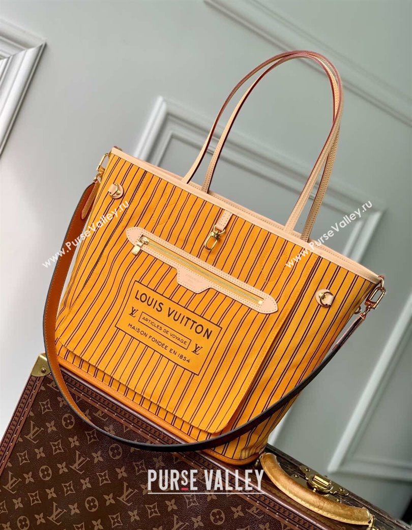 Louis Vuitton Neverfull Bandouliere Inside Out MM Tote bag Monogram Canvas/Yellow Textile 2025 M11947 (KI-250120082)