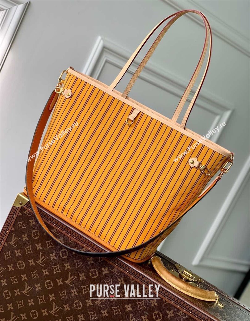 Louis Vuitton Neverfull Bandouliere Inside Out MM Tote bag Monogram Canvas/Yellow Textile 2025 M11947 (KI-250120082)