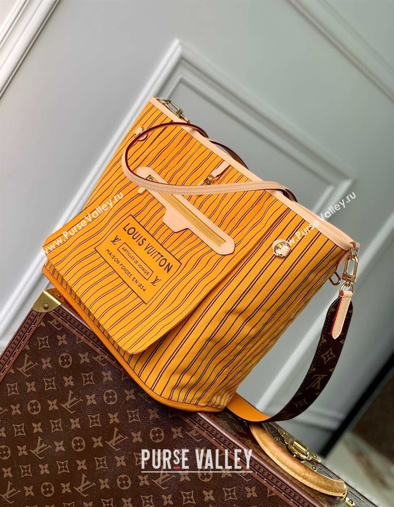 Louis Vuitton Neverfull Bandouliere Inside Out MM Tote bag Monogram Canvas/Yellow Textile 2025 M11947 (KI-250120082)